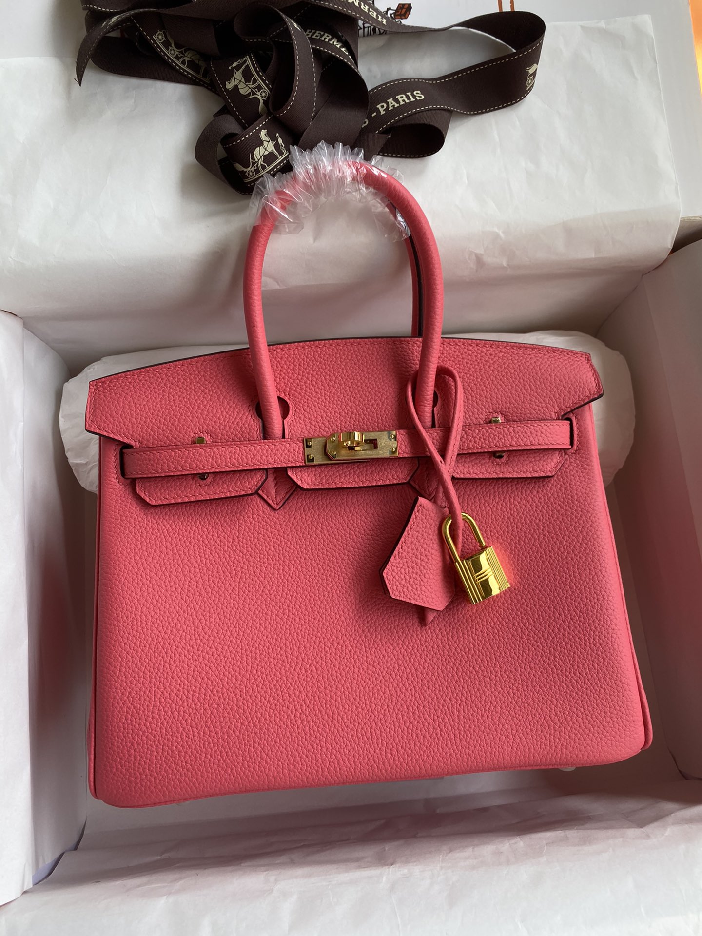 Hermes Birkin 25CM Togo Leather Handbag Rose Azelee